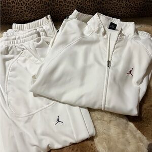 Jordan White Track Jacket and Pants Set with Red and Gray Jumpman Logos